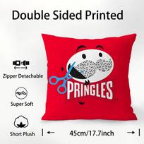 Classic P-Pringles Pillow Case Plush Fabric Soft Double Sided Print Sofa Cushion Cover Throw Pillow Covers 12x12Inch red