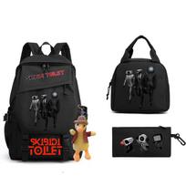 2023 Cross-border New Product Skibidi Toilet Man Spoof School Bag Elementary School Student Backpack Satchel Pencil Bag School bag 3-piece set black