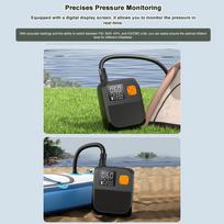 Portable Paddle Board Pump 25PSI High Pressure Electric     Pump Power Bank with 6 Nozzles and LED Light for Inflatable Boat Surfboard Stan gray