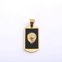 European Retro Stainless Steel Lion Pendant Necklace beige