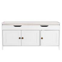 Shoe Bench, 1050 x 350 x 503 mm Entryway Bench with Lift Top Storage and Seat Cushion, 250lbs Shoe Storage Rack with 3 Cabinets and Height Adjustable