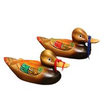 2 Pack Wood Mandarin Duck Ornaments Indoor and Outdoor Decorative Statues For Garden And Home Aesthetic Enhancement  Large