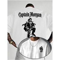 European Size Captain Morgan! Retro Pirate Style Summer Clothing Fashion Item, Printed, Casual And Comfortable Versatile Short Sleeved T-Shirt S
