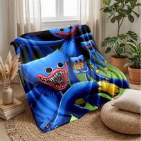 huggy wuggy cartoonPrinted Flannel Blanket Cozy Skin-Friendly Warm Throw for Couch Bed Indoor Daily Use 75x90cm