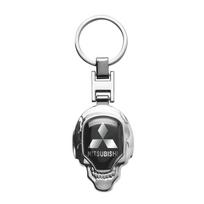3D Metal Car Emblem Keychain Key Ring Tag Holder Accessories For Mitsubishi Lancer Asx Outlander Pajero L200 Galant GB1 gray