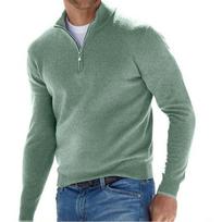 Mens Long Sleeve High Neck Solid Loose Casual Cashmere Base Sweater S žalia