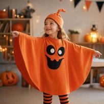 Kids Halloween Pumpkin Cape Costume Set for Boys Girls, Funny Cloak for Party and Performance S balta
