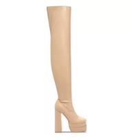 Fashion New Style Luxury Women Thigh High Boots Double Platform Black High Heels Over The Knee Boots Zip Sexy Long Shoes Boots for Woman 39 raudona