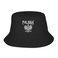 Unisex Polish Eagle Polska  Bucket Hat  Foldable Fisherman Hats Summer Funny Beach Travel Caps Hawaii Custom Visor Hat One Size gray