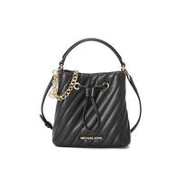 Michael Kors MK Abbey Drawstring Chain Solid Color Commuter Bucket Bag Women bags Black 35TOGU2COU-BLACK Basic Set (Bag+Dust Bag) black
