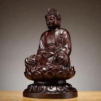 Ebony Carving Buddha Statue Office Decorations Sculpture Home Furnishing Living Room Decoration Wooden Sculpture Holiday Gifts Height 14cm gray