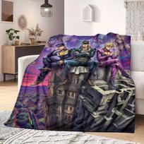 JOJO New 2D Print Flannel Blanket, Anime Graphic for Sofa Bed, Cozy Travel Picnic Essentials Wrap_LIAN 75x90cm