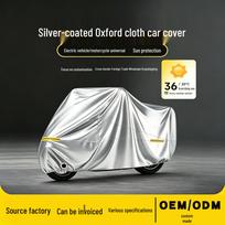 Silver 210D Oxford Motorcycle Cover: UV, Rain, Dust Protection, Universal Fit M (185x90x110 cm) sidabras