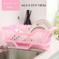 Dish Drying Kitchen Utensils Drainer Rack with Drain Board Countertop Dinnerware Plates Bowls Chopsticks Spoons Organizer rožinė