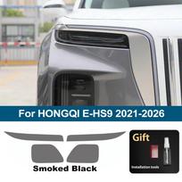 HONGQI E-HS9 2021-2026 Automobilio priekinių žibintų apsauginė plėvelė, didelio blizgumo dūminės juodos spalvos TPU, iš anksto supjaustyta PPF, atspari įbrėžimams vinilo plėvelės komplektas For E-HS9 21-26 CLR gray