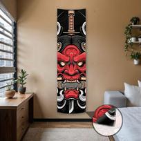 Japanese Samurai Mask Tapestry Black Red Wall Hanging Aesthetic Room Decor for Bedroom Living Room Dorm 100X70CM beige