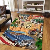 Vintažinis Klasikinis Motociklo Garažas 3D Spausdintas Kilimas Svetainė Retro Lenktyninis Automobilis Didelis Kilimas Namų Dekoras Miegamasis Neslystantis Grindų Kilimėlis 50cmX80cm gray