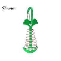 Aluminum Alloy Deck Pegs Spring-Loaded Fish Bone Tent Peg, Stake with Peg Carabiner, Windproof Rope Buckle for Outdoor Camping Fixing Lightweight žalia