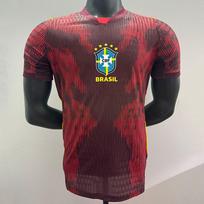 Vyriški trumpomis rankovėmis futbolo marškinėliai Brazilija Raudona komandos uniforma Bambuko pluošto futbolo marškinėliai Suaugusiems Ruduo Žiema Large vyno raudonos spalvos