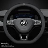 Car Sticker Car Leather Steering Wheel Cover Anti-slip Accessories For Skoda Yeti Kamiq Kodiaq Karoq Octavia Fabia Rapid Vrs Sup