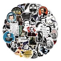 10/52pcs Cartoon edgar allan poe stickers graffiti Stickers for DIY Luggage Laptop Skateboard Motorcycle Bicycle Stickers 10pcs black