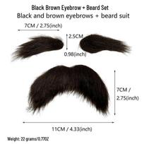 Helovino ir Kalėdų juokingi netikri ūsai ir barzda vakarėlio reikmenys Black and brown eyebrows + mustache set black