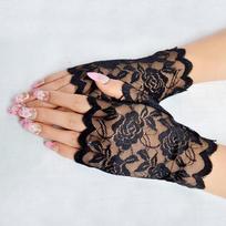 Ladies' Summer Half Finger Lace Sunscreen Gloves, Exposed Finger Thin Half Cut Gloves For Driving And Outdoor Sports One Size rožinė