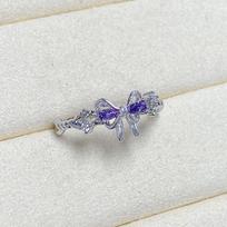 Hong Kong Style Sweet And Cool Temperament Micro-Inlaid Zircon Butterfly Personality Opening Ring Female Super Fairy Niche Light Luxury Index Adjustable opening gray