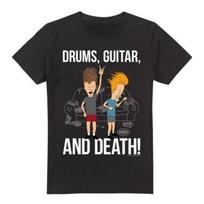 Beavis & Butthead Vyriški marškinėliai su būgnų, gitaros ir mirties motyvais S juoda