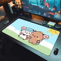 Mouse Pad Cute BuBu DuDu Computer Big Desk Mat XL Mouse Mats Gamer Keyboard Mat Stitched Edge Rubber Mousepad Pc Gaming Accessoy 300X800X2MM beige