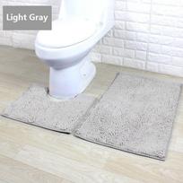Prabangus 2 dalių vonios kilimėlių rinkinys Neslystantis tualeto pjedestalo kilimėlis su minkštu putplasčiu Švelnus šenilo kilimėlis Light Gray