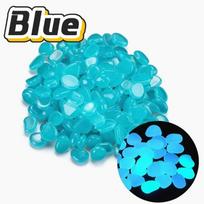 New Luminous Stones Glow in The Dark Pebbles Stones Fluorescent Rocks for Fish Tank Aquarium Aquatic Landscape Home Decor 1cm (Blue,50PCS) mėlyna
