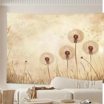 VintageStyle Dandelion Tapestry Warm Brown Soothing Decorative Backdrop For Bedroom And Living Room Walls 100X150CM beige