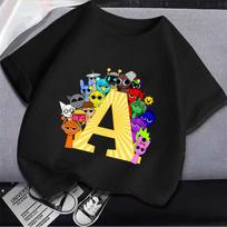 Incrediblebox Sprunki cute cartoon boy and girl anime casual short sleeved T-shirt suitable for summer wear 140 yellow