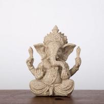 India Sandstone Ganesha Elephant Figurine Buddha Elephant Statue  Decorating Home chaki