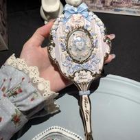 Flower Knows Hand Mirror Strawberry Rococo Bunny Garden Collection Makeup Mirrors Portable Makeup Handheld Mirrors white