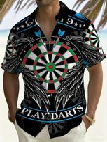 Darts-themed Printed Plus-size Short-sleeve Shirt, Casual Men's Summer Wear, Hawaiian-style Top, PLUS SIZE M įvairiaspalvis