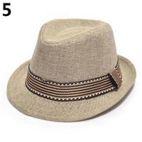 Unisex Vaikų Mada Šaunus Džiazas Paaukštinta Viršūnė Trumpo Krašto Skrybėlė Kepurė Fedora chaki