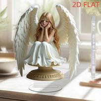 2D Flat Acrylic Sleeping Angel Decoration, No Need for Batteries/electricity, Unique Indoor/outdoor Decoration, Multi-purpose Traditional Style, 1pc gray