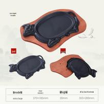 Ketaus Teppanyaki grotelių plokštės rinkinys - 1 vnt. black