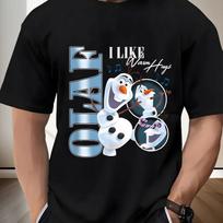 MINISO Disney Summer Trend Frozen Olaf I Like Warm Embrace Tshirts Mens Cotton Shortsleeved Roundneck Tshirts L