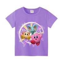 Star Kirbys Summer Short Sleeve Kid Cute T-shirt Colorful Tops Baby Cartoon Fashion Tee Kawaii Game Boy Girl Casual Clothes Gift size 110cm pink