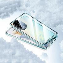 Dvipusė stiklinė telefono dėklas Honor 90 Pro Metalinis Magnetinis 360° Pilnos Apsaugos Dangtelis For Honor90 90Pro Apsaugantis nuo Šnipinėjimo Etui For Honor 90 Pro gray
