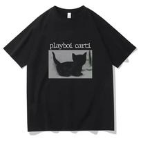 Playboi Carti Dydeli Hip-Hop marškinėliai Mielas Katės Harajuku Spaudinys T marškinėlis Įprasti vyriški viršutiniai drabužiai Kokybiškas reperio T marškinėlis - Vasariniai vyriški C... S įvairiaspalvis