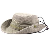 Men Cotton Embroidery Visor Mesh Hats Fisherman Hat Outdoor Climbing Cab One Size chaki