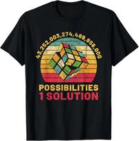Puzzle Cube Funny One Solution Speed Cubing Retro Math T-Shirt 4XL