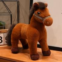 Miela stovinti balta ponio lėlė pliušinis žaislas Zodiako žirgo lėlė Žirgų metų talismanas Vaikų skudurėlinė lėlė 26cm（0.25kg） juoda