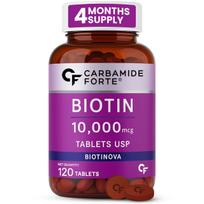 Carbamide Forte Biotin Tablets for Hair Growth | Biotin Supplement 10000 mcg | Hair Supplements for Women & Men | 120 Hair Growth Tablets - 4 Month