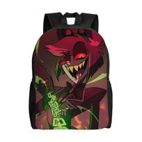 Radiostatic Vox Alastor Backpack Hazbin Hotels Stylish Backpacks Youth Camping Pattern School Bags Colorful Rucksack as picture brown