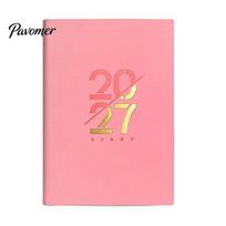 2027 Daily Planner with Monthly And Annual Schedule, A5 Thick Ink-proof Paper Portable Office Stationery Agenda Notebook, Durable PU Leather geltona